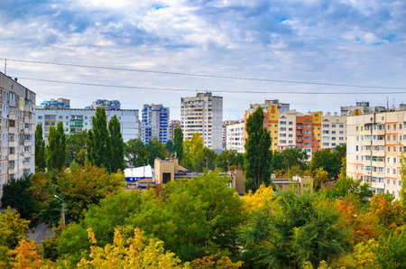 Photo illustration with autumn city