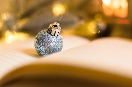 Christmas balls close-up on the background of the holiday and the weekend before the new year, bright cozy photoの写真素材