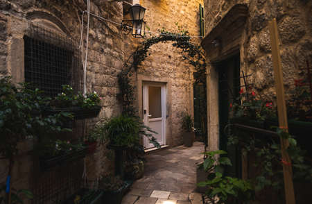 The old town of Kotor, old houses and fortressesの写真素材