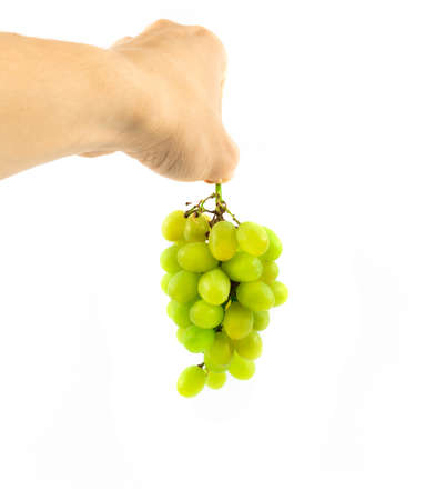 Fresh green grapes. Isolated on whiteの写真素材
