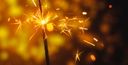 A series of photographs for the holiday New Years and Christmas sparklers on a bright beautiful...