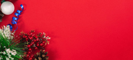 A series of very cozy New Year compositions and backgrounds on red, banners and wishes for a Happy...