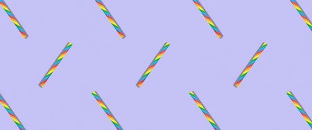 Trendy seamless candy stick pattern with shadows on pastel background, flat lay design, modern style, top view. High quality photoの写真素材