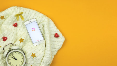 Kharkov, Ukraine - February 5, 2021: Instagram displaying on the Apple smartphone, social media...