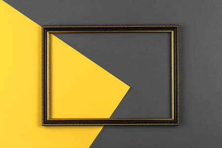 Trendy colors of the 2021 year concept, illuminate yellow and ultimate gray background photoの写真素材