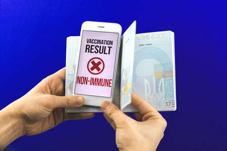 Positive vaccination result of  disease, new normal passport documents for travel concept photoの写真素材