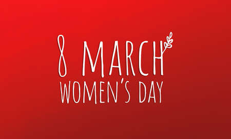 Greeting card for 8 march women's day, banner with text inscription on red background, illustrationの写真素材