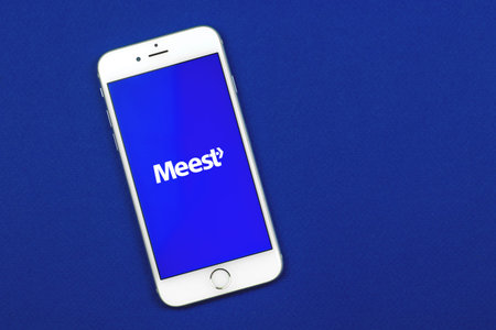 Kharkov, Ukraine - February 28, 2021: Meest express app for delivery, shipping, logo on Apple iPhone...