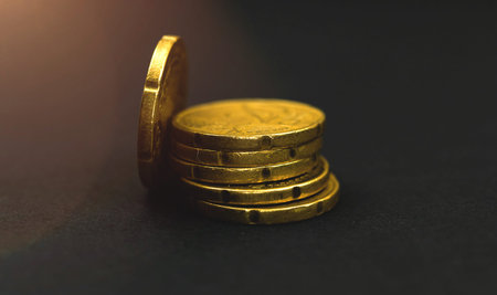 Cash and business concept, stack of golden euro coins, business and finance photo