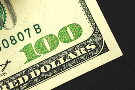 Macro photo of one hundred dollar banknote, US bills photo