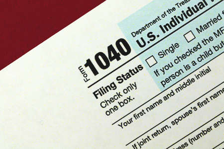 United States Tax form 1040 close up photoの写真素材