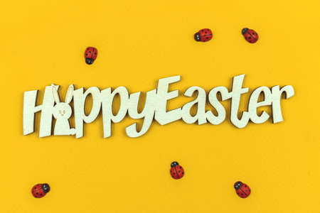 Happy easter banner with text, greeting card for ytaditional holidaysの写真素材