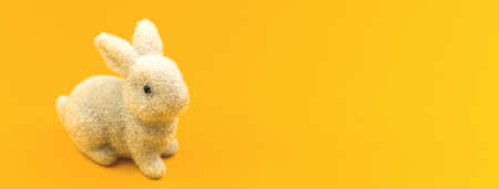 Easter bunny decoration close up banner with copy spaceの写真素材