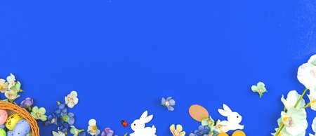 Easter bottom border, banner festive concept with copy space photoの写真素材