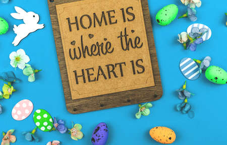 Cute and cozy easter greeting card concept photoの写真素材