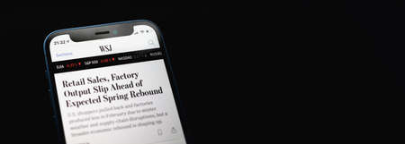 Kharkov, Ukraine - March 17, 2021: The wall street journal logo banner, copy space photoのeditorial素材