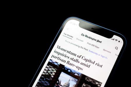 Kharkov, Ukraine - March 17, 2021: The washington post mobile phone app close upのeditorial素材