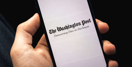 Kharkov, Ukraine - March 17, 2021: The washington post logo close up photoのeditorial素材