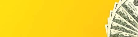 Wide web dollar banner with copy space, yellow background photoの写真素材