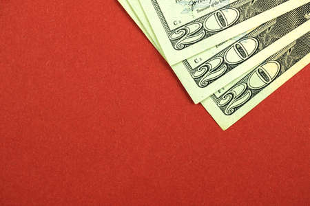 Twenty dollars background, a pile of american money on office table, financial concept, copy space photoの写真素材