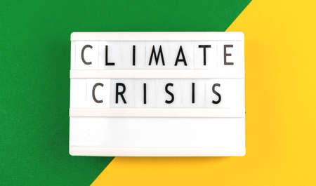 Climate crisis and climate changes, global warming and enviroment concept, flat lay and top view photoの写真素材