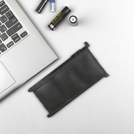 Laptop battery replacement, laptop repair and maintenance background, workshop concept, top view