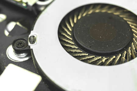 Dirty and dusty laptop cooling fan, laptop tech repair conceptの写真素材
