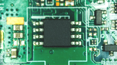 Mockup for microcircuit inside laptop, blank microcircuit template