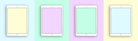 Kharkov, Ukraine - May 16, 2021: Apple iPad mockup and template, colorful colors and flat lay...