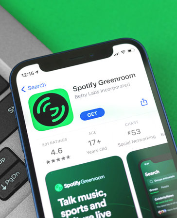 Kharkov, Ukraine - June 17, 2021: Spotify Greenroom application icon