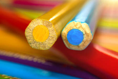 Color pencils pigment close up backgroundの写真素材