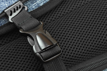 Semi-automatic fastener for connectiong fabric tapes of the travel backpack exuipment concept,...