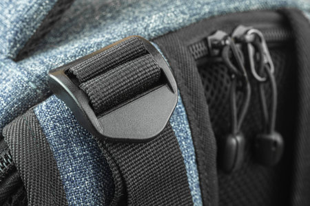 Fabric tapes, slings of the travel backpack close-up