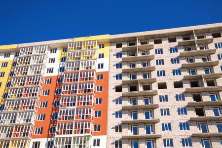 Building a new residential building. Urban real estate concept photo