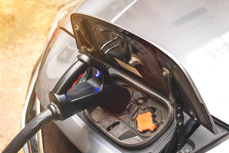 Electric car charger close upの写真素材