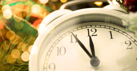 New year clock before midnight. Christmas decoration backgroundの写真素材