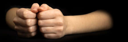 Big deal hand gesture concept. Banner. Serious business background with copy space photoの写真素材