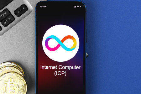 Internet Computer ICP symbol. Trade with cryptocurrency, digital and virtual money, banking with...