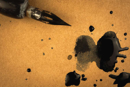 Vintage letter. Old and grunge paper texture with ink pen. Concept of romantic handwriting greeting card and postcards. Retro backgroundの写真素材