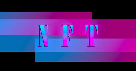 NFT Non-fungible token. Futuristic illustration, cryptoart concept. Colorful pink abstract backgroundの写真素材