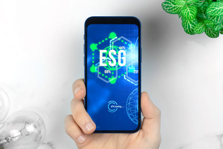 ESG concept. Environmental, social and governance in sustainable and ethical business. Modern...
