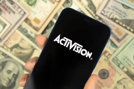 Kharkov, Ukraine - January 19, 2021: Activision closeup. Business, stock and trade, money and dollars backgroundのeditorial素材
