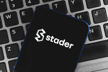 Kharkov, Ukraine - January 27, 2022: Stader token , new crypto currency, digital money and virtual trade business conceptのeditorial素材