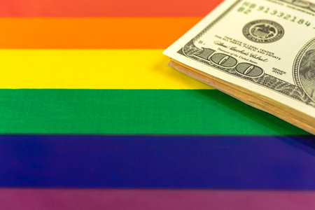 Pride rights flag with money. Criminal, danger,  love background photo