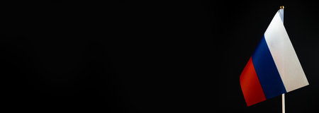 Russian flag on black background. copy space photoの写真素材