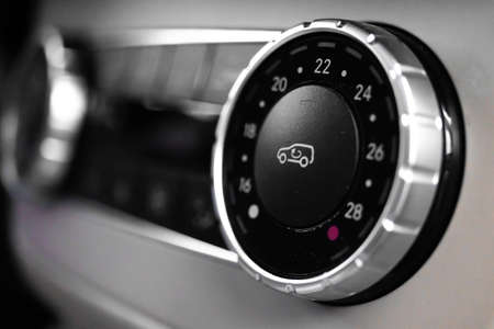Climate control unit in the new luxury sport car close-up view photoの写真素材
