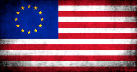 Partnership between EU and America, flags backgroundの写真素材