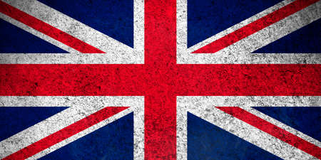 United Kingdom flag, grunge texture background photo. National country flag painted on concrete wallの写真素材