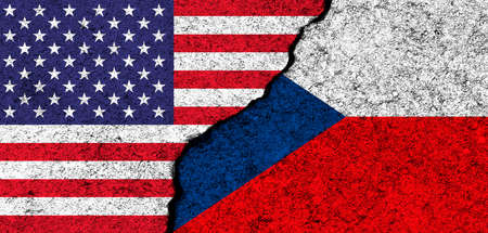 USA and Czech. Flags of United States and Czech Republic. Partnership, relationships and conflict concept. banner backgroundの写真素材