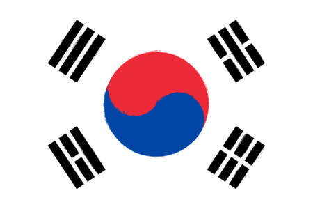 Flag of South Korea. Brush strokes painted national symbol background illustration imageの写真素材